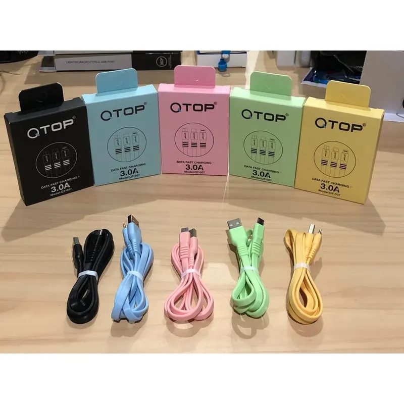 Kabel Data Qtop Micro USB Fast Charging 3.0A Metalic Finishing 1 Meter