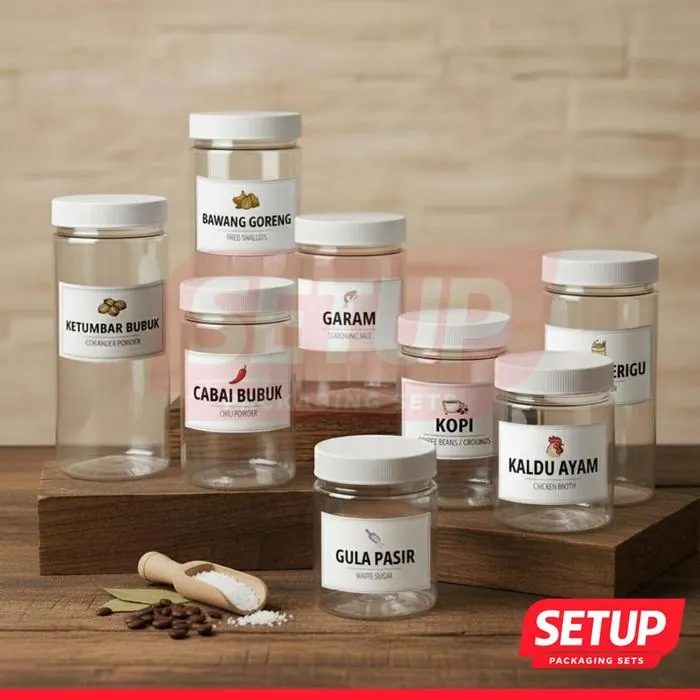 Toples Silinder Pantry Premium 200-1300ml + Label Tepung
