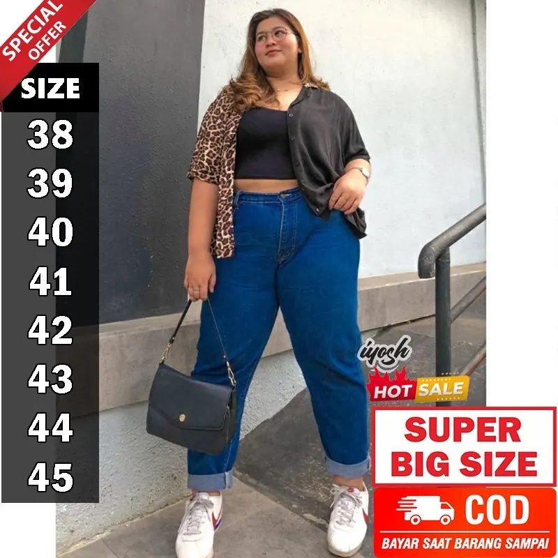 Boyfriend Jeans Wanita SUPER JUMBO Size 38-45 BB 55-130 Kg