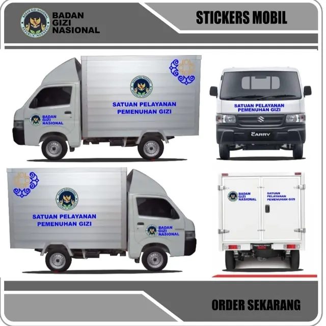 Stiker Mobil Box MBG SPPG Ornamen Logo Dan Batik