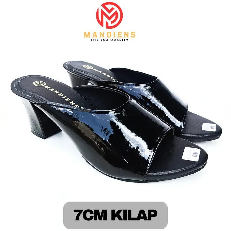 Mandiens Sandal Selop Persit hitam dengan high heels 5 cm dan 7 cm Desain Elegan, Nyaman Anti Slip