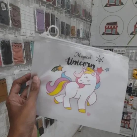 TAS Zipper Transparan Unicorn