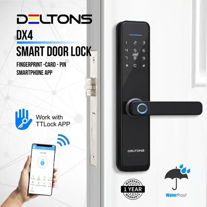 Smart Door Lock Deltons DX4 Fingerprint Card Digital