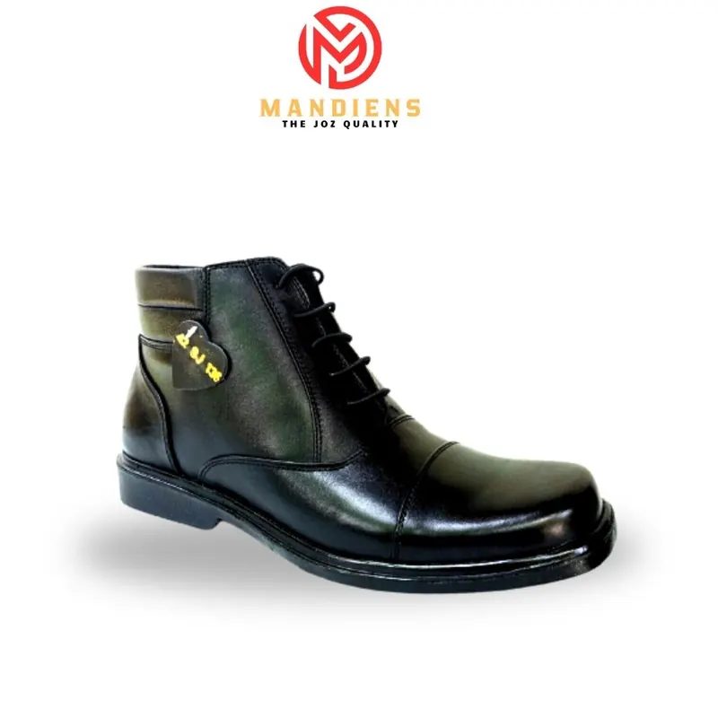 Sepatu Kulit Pria Pdh Boots Resleting Medali SJ136 - Sepatu PDH TNI Polri Satpam Ujung Tumpul Kotak