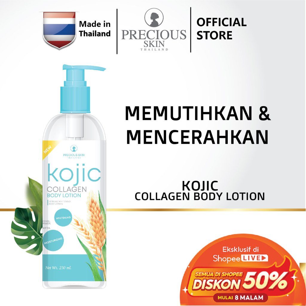 Precious Skin Thailand Kojic Collagen Extreme Whitening Lotion Pagi - Malam / Body 230ml