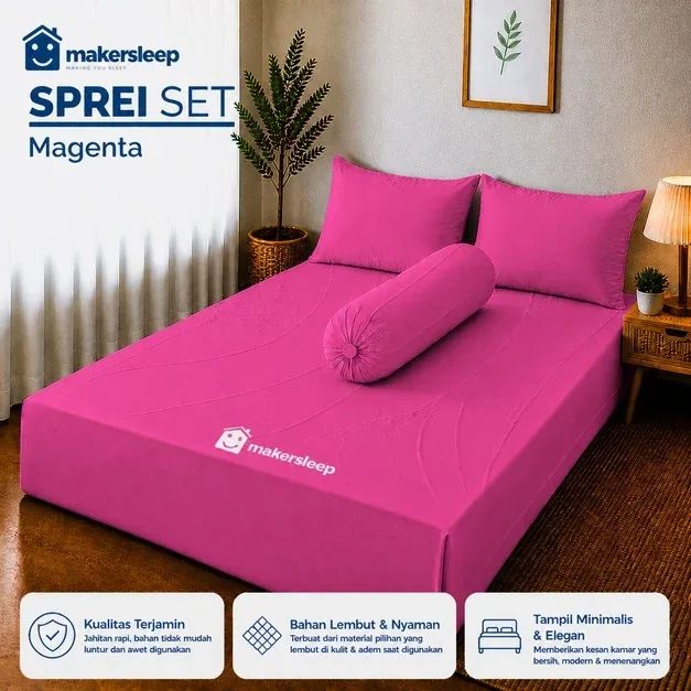 Sprei Set Polos No 3 Double 120x200x20 Karet Anti Geser - Makersleep