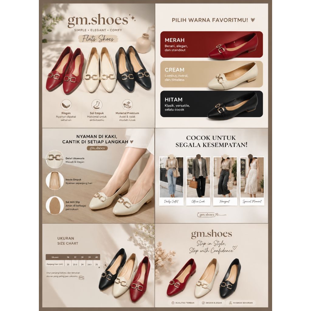 GM.shoes Sepatu Sandal Wanita Flatshoes Simple