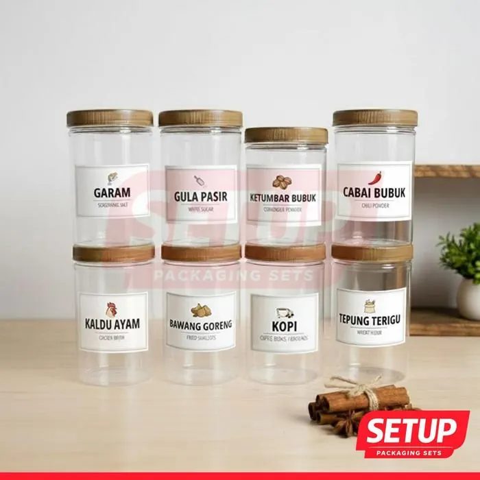Toples Silinder Pantry Premium 200-1300ml + Label Tepung