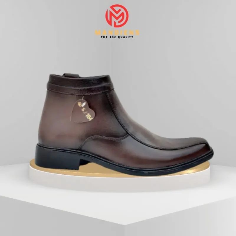 Sepatu Pantofel Boots Pria Kulit Asli Medali BJ164 - Sepatu Kerja Formal Bisnis Dinas Kantor