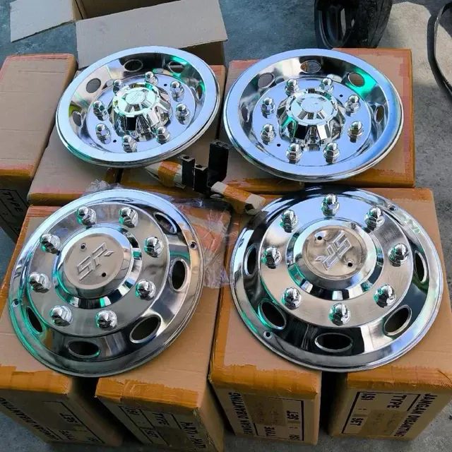 WILDOP / Wheeldop Truk Ring 16 SR Pariwisata 4 biji Plat Bahan Stainless Chrome set