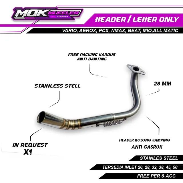 Header / Leher Knalpot Untuk Aerox Nmax Vario Pcx Beat Mio All Matic