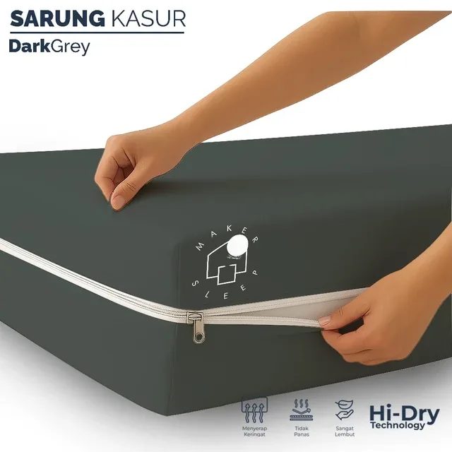 Sarung Kasur Polos / Sprei Resleting Bahan Mikrosilk Ukuran 90x200x10/15/20