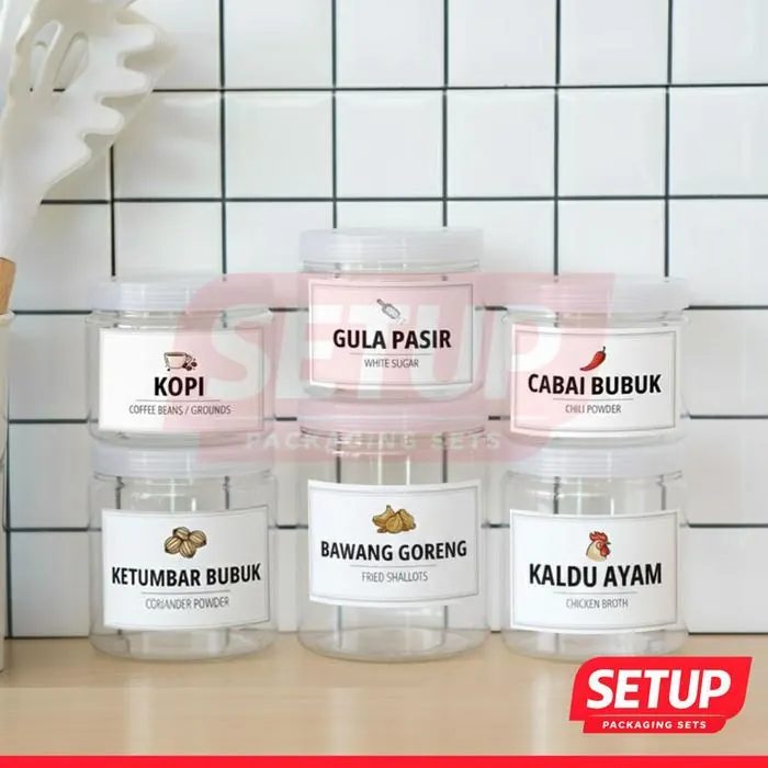 Toples Silinder Pantry Premium 200-1300ml + Label Tepung