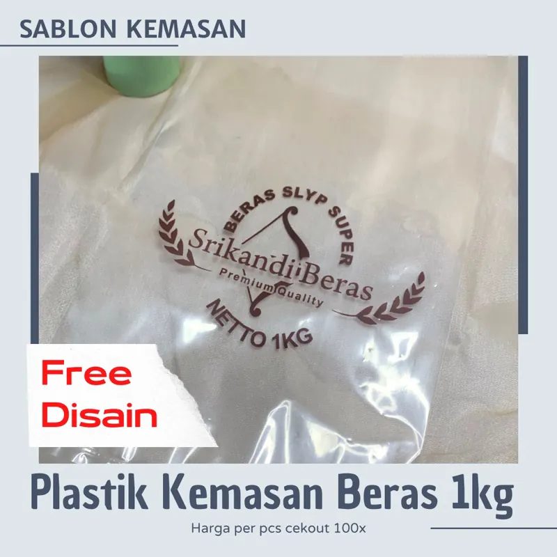 Kemasan 1Kg Beras Sablon 100 Pcs FREE DESAIN