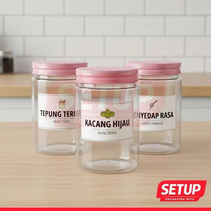 Toples Silinder Pantry Premium 200-1300ml + Label Tepung