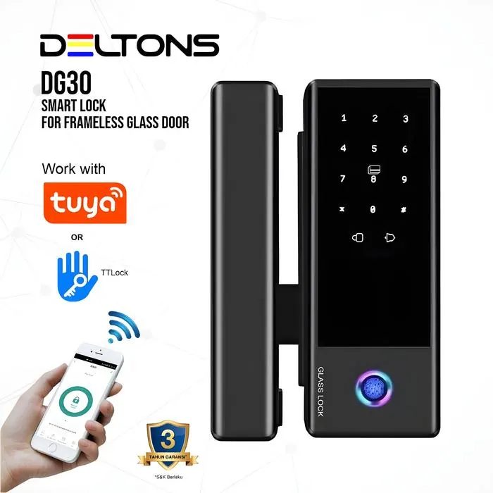 Smart Glass Door Lock DG30 Fingerprint Kaca Frameless