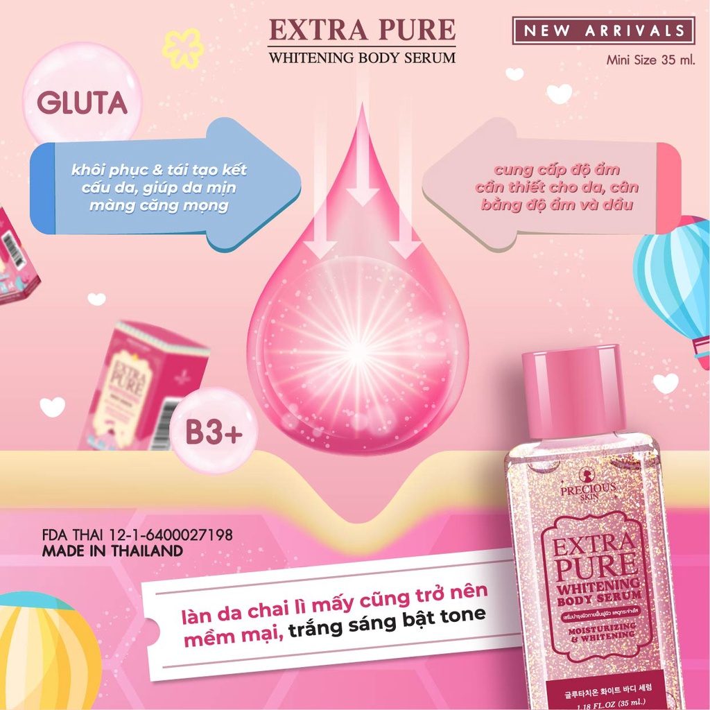 Precious Skin Thailand Extra Pure SPF 30 UV Protection Brightening & Whitening Body Serum