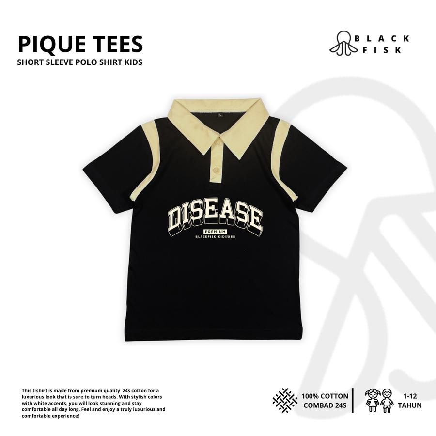 Blackfisk Kids - Baju Kaos Kerah / Kaos Polo Pique Anak Laki Laki, Kemeja Rugby Kaos Kerah Anak, Usia 1-12 Tahun - Black, S