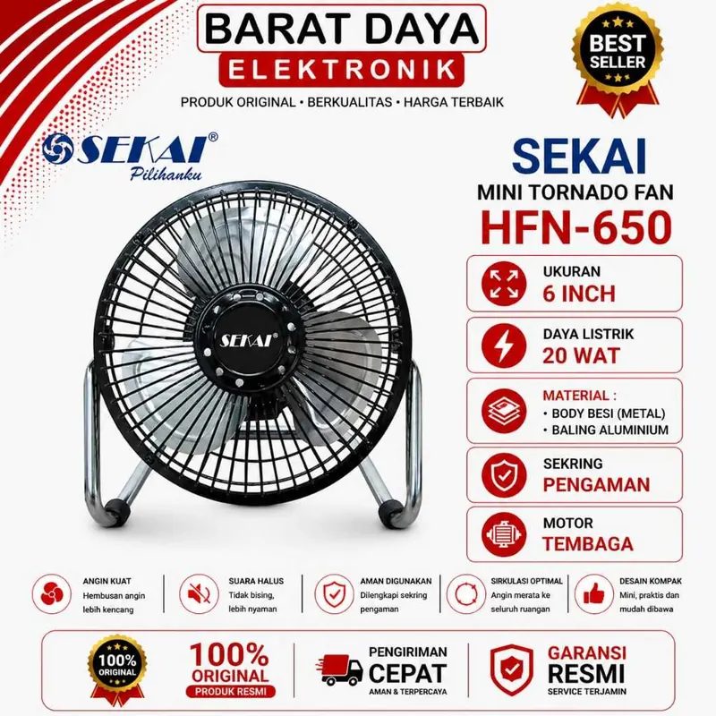 Sekai Mini Tornado HFN-650 Kipas Angin 6 inch