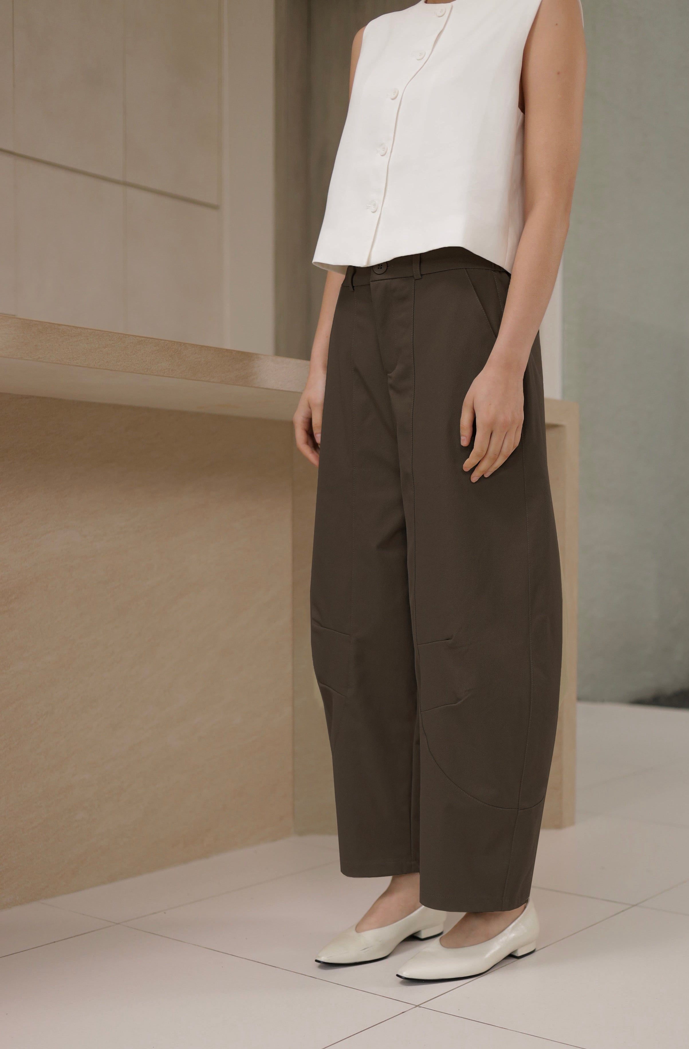 Brown Everyday Barrel Pants