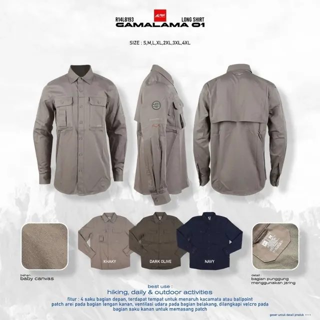 Kemeja Panjang Pria Gamalama 01 Arei Outdoorgear