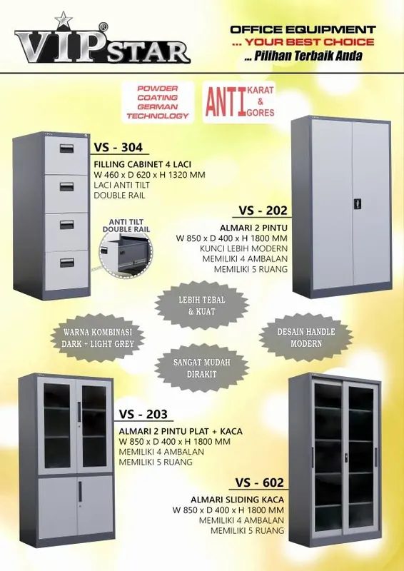 Lemari Arsip Dokumen Besi Filling Cabinet Pintu Kaca Kantor