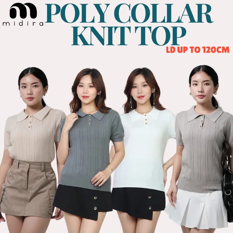 Midira Poly Collar Knit Top Kaos Polo Pas Body