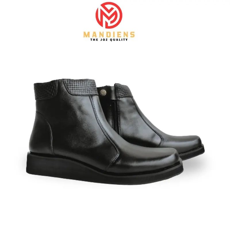 MANDIENS SUS11 - Sepatu Boots Wanita Pdh Polwan Kulit Asli Bhayangkari Kowad Secwan Satpam
