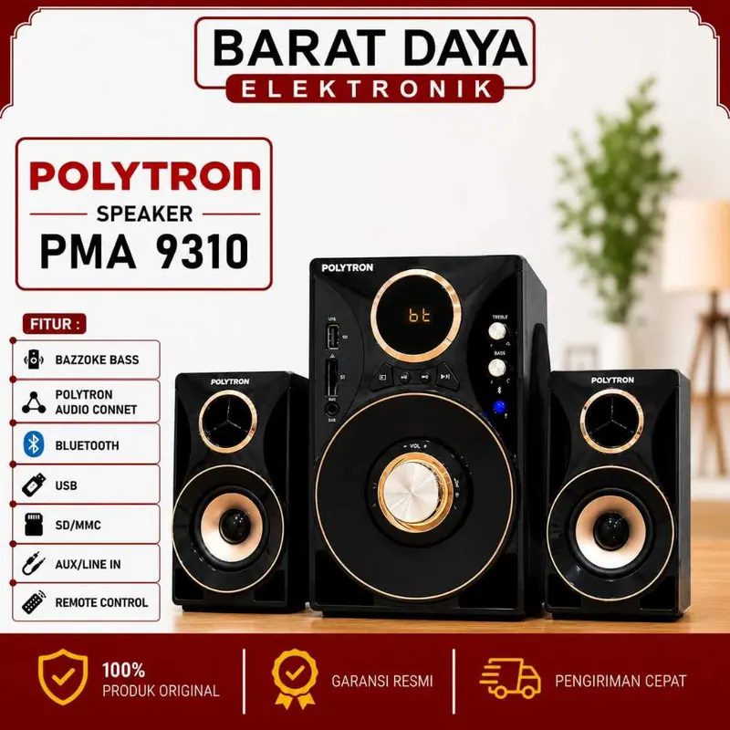 POLYTRON PMA9310 Multimedia Audio Speaker Portabel Bluetooth/AUX/USB PMA 9310