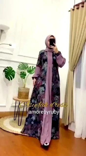 Beena Basic Gamis Amore BY Ruby Super Mewah Warna Polos MIX Motif