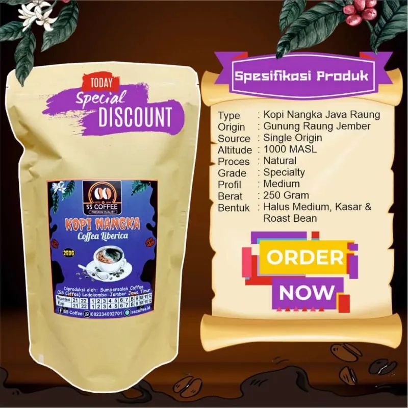 Kopi Nangka Liberika 250 Gram SS Coffee Adja
