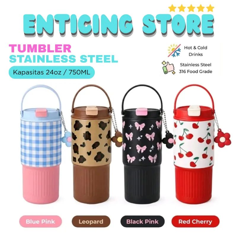 Tumbler Stainless Handle Aesthetic Insulated Kapasitas 750ML Bahan SUS 316 Tahan Panas