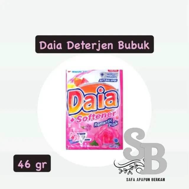 2 Renceng DAIA Deterjen Bubuk Pink 46gr Sachet Isi 6pcs