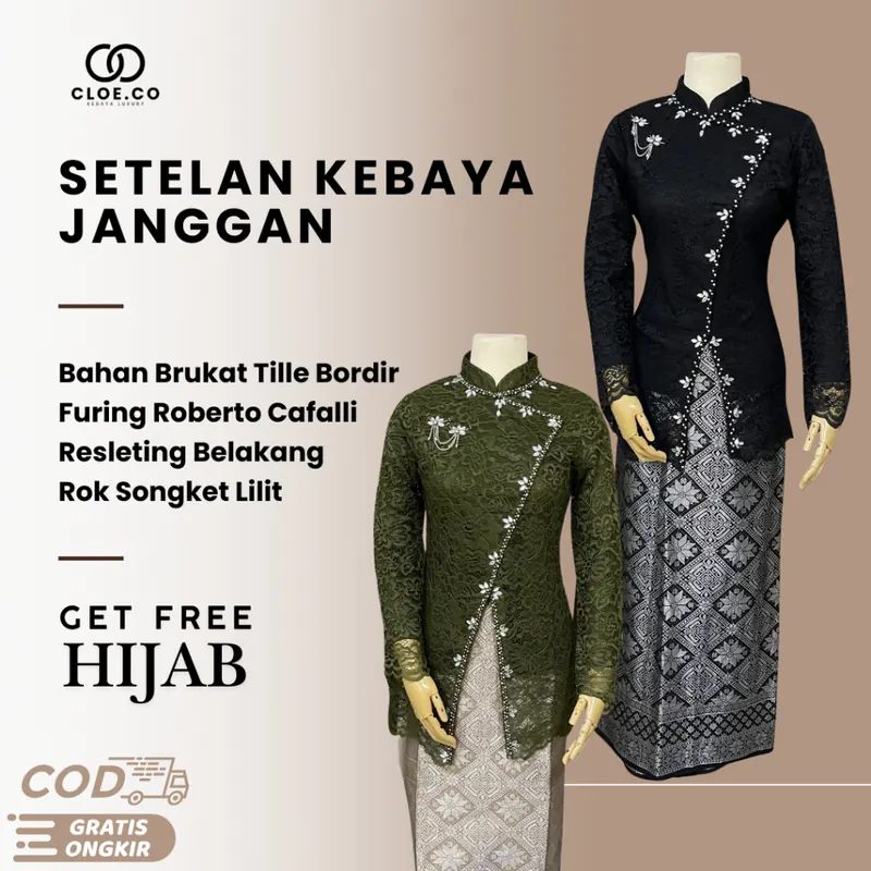 Setelan Songket Kebaya Janggan premium elegan free hijab