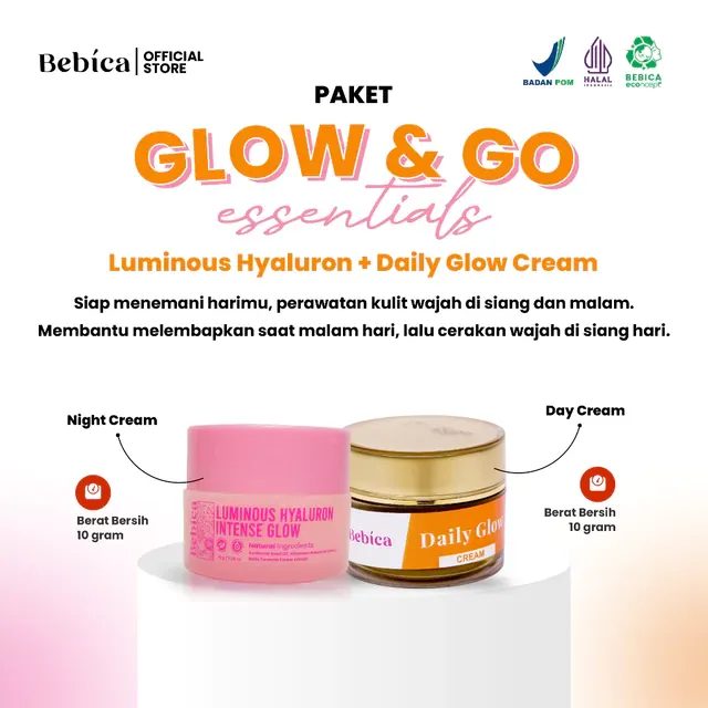 Bebica Paket Glow & Essensials - Luminous Hyaluron + Daily Mencerahkan Wajah