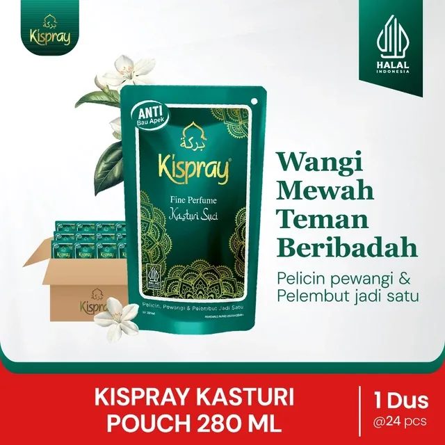 Kispray Kasturi - Pelicin, Pewangi & Pelembut - Refill Pouch - 1 pcs x 280 mL x 24