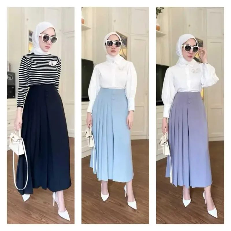 Cellie Kulot Pleats - Rok Kantor - Celana Wanita Highwaist Premium