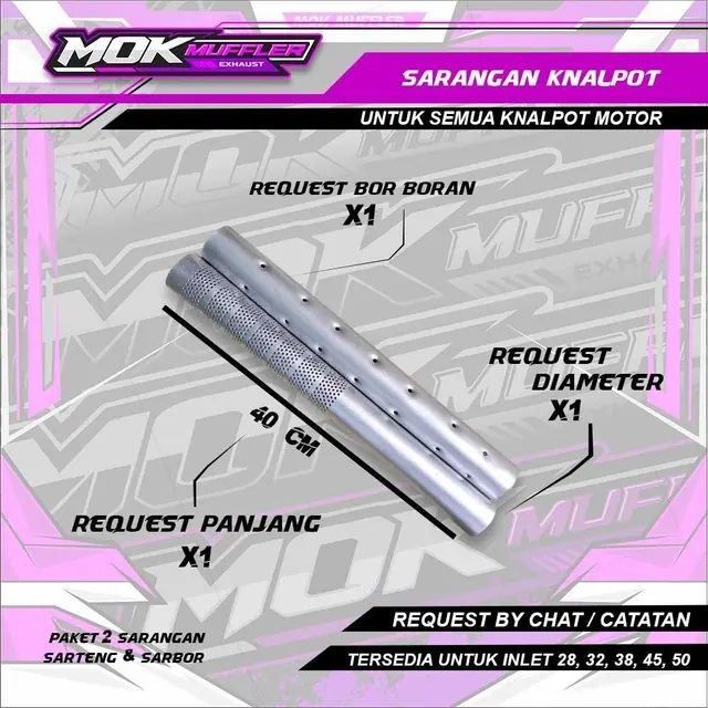 PAKET 2 Sarangan / Saringan Knalpot Type Setengah Dan Bor Untuk Semua Motor