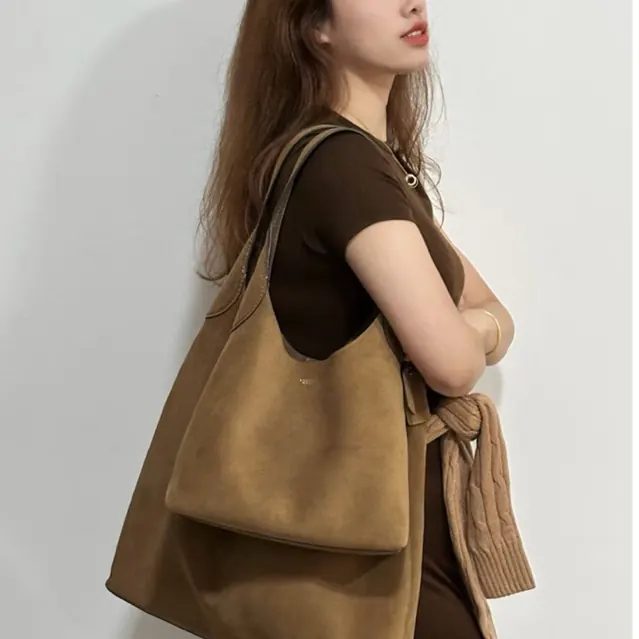 Tas Wanita Brooklyn Suede Tote Bag Kulit Asli - Large Shoulder D010