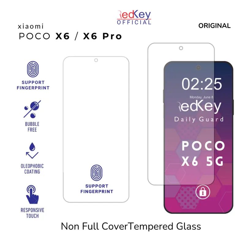 Redkey Tempered Glass Xiaomi Poco X6 5G / X6 Pro 5G - Premium Anti Gores Pelindung Layar