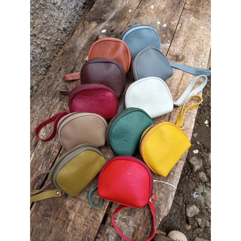 Dompet koin wanita kulit bahan warna Random