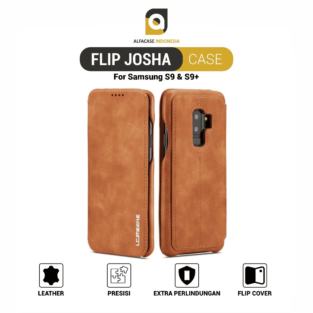 ALFACASE Flip Cover Josha Leather Case Samsung S9 Plus - Casing S9 Series