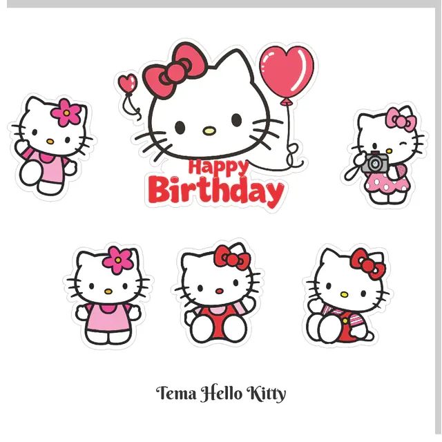 Set Hello Kitty Happy Birthday Cake Topper/ Kue Set/ Set