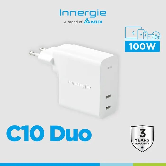 Adapter Charger INNERGIE C10 GaN 100W Type C PD 3.0 Fast Charging Gadget Laptop Adaptor