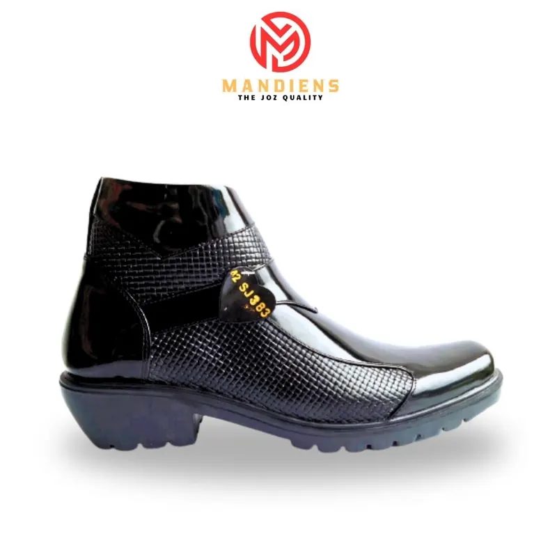 Medali - Sepatu Boots Pria Kulit Premium K383 - Sepatu Pantofel Tinggi Pdh Tni Polri Satpam Koboi