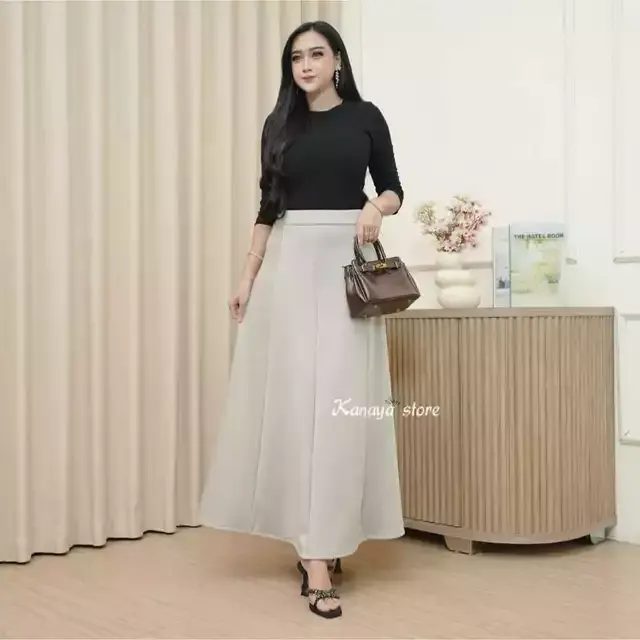 Audy Skirt - Rok Panjang Wanita Scuba - Korean Style