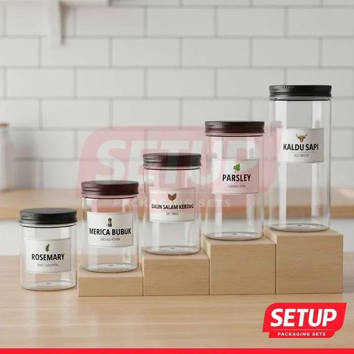 Toples Silinder Pantry Premium 200-1300ml + Label Tepung