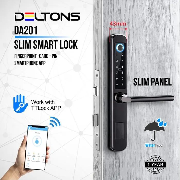 Smart Digital Door Lock Deltons DA201 Frame Alumunium Slim