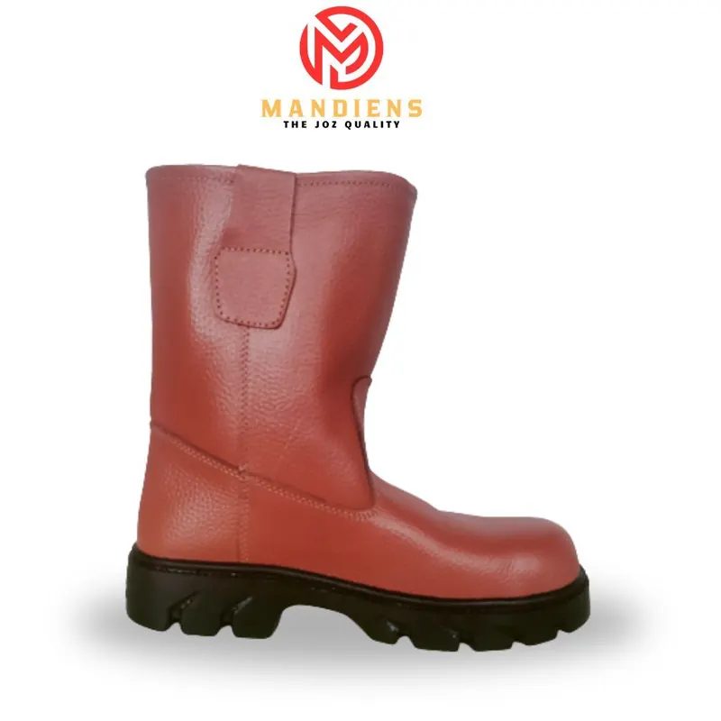 Mandiens - Sepatu Safety Boots Kulit Asli - Sepatu Septi Proyek Lapangan Lodong Panjang