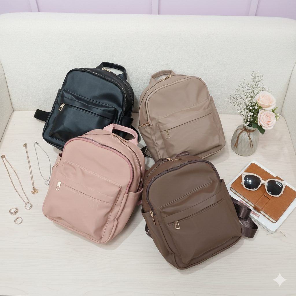 Ransel NADINE - Tas Ransel Backpack Wanita NADINE Simple Elegant Bahan Nilon Premium Waterproof